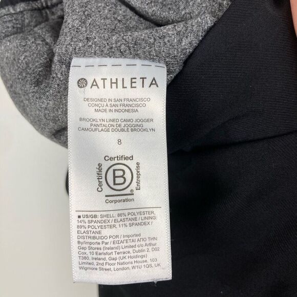 Athleta Black Camouflage Brooklyn Lined Camo Jogger Sweat Pants Athleisure sz 8 - Picture 10 of 11